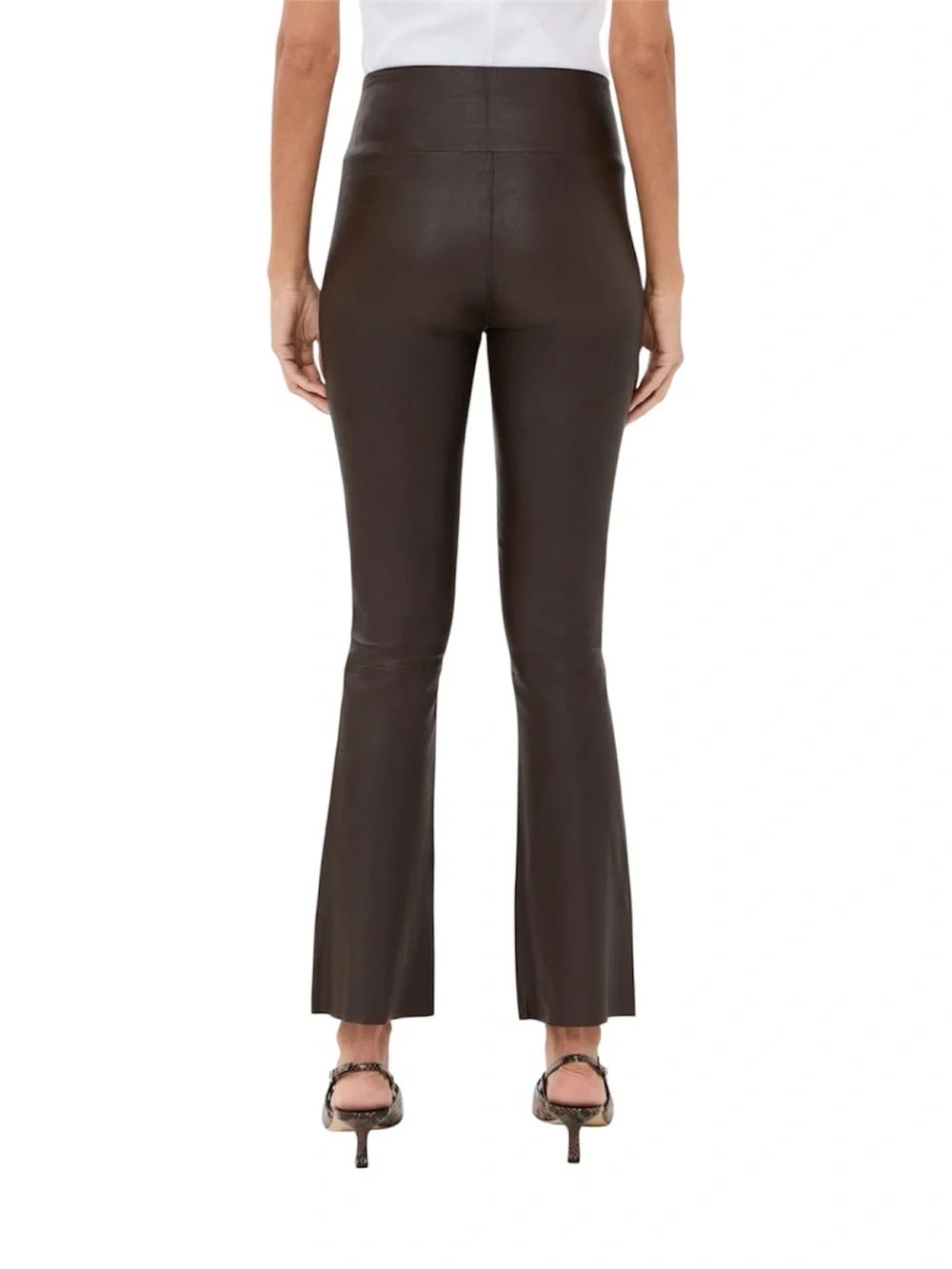 SPRWMN Ankle Crop Flare Pants 100% Lambskin Leather Pants Size 4/6 (Medium)